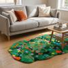 Non Slip Imitation Cashmere Carpet Irregular Bedside Carpet Home Decor Green Moss Rug  Bedroom