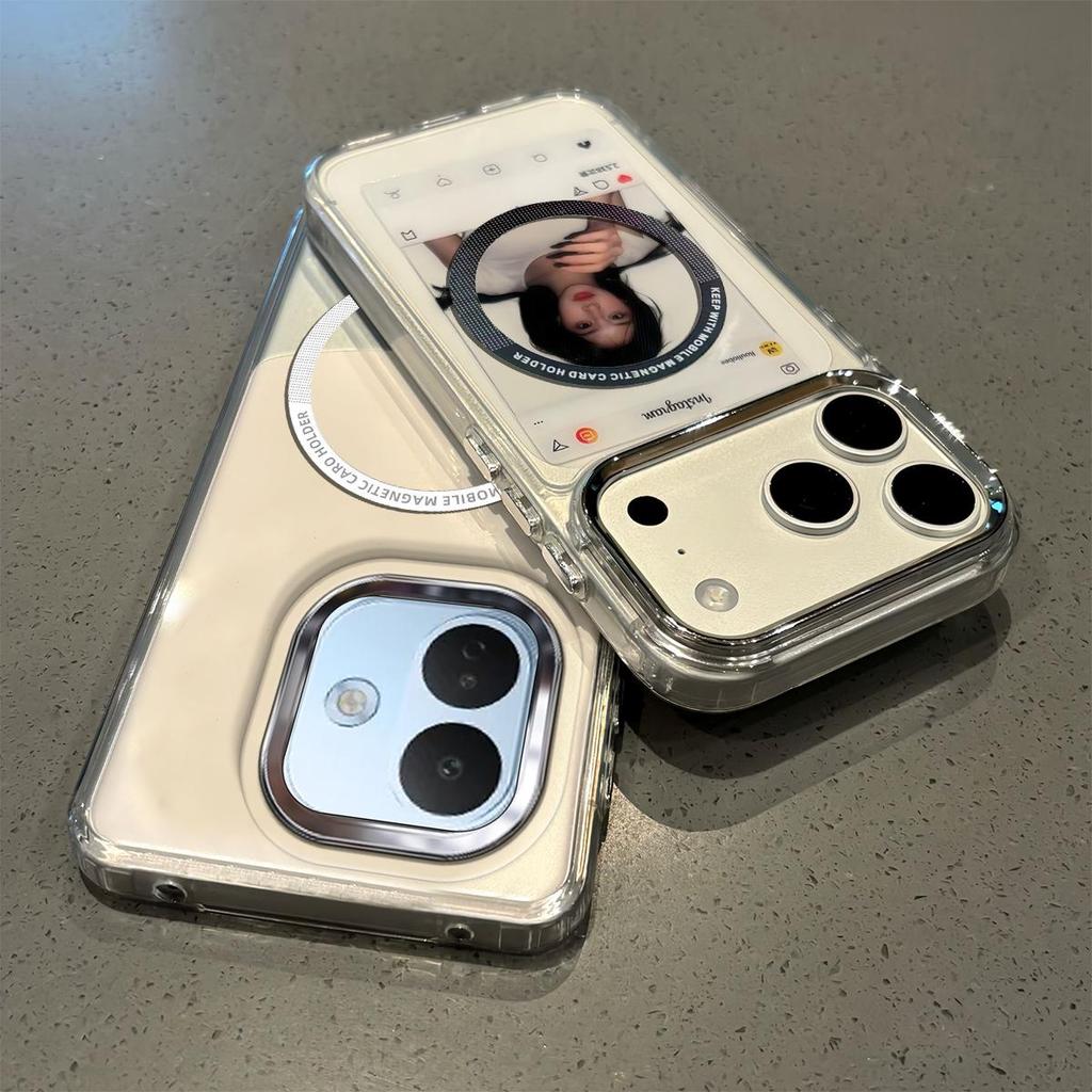 Magnetic Clear Phone Case for Xiaomi Redmi Note 17 Pro 5G,Note 17 4G Card Insert DIY Photo Holder Soft TPU Cover