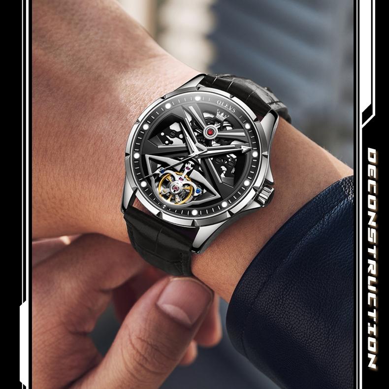 OLEVS Neue Uhr Mode Hohl Mechanische Uhr Authentische Wasserdichte Herrenuhr Herrenuhr