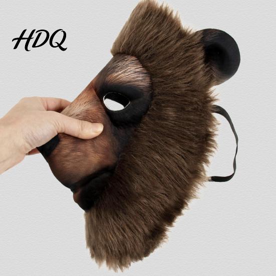 Realistic Animal Costume Accessory Mask Sheep Brown Bear Full Face Breathable Party Mask Cosplay for Halloween Props Hair Texture