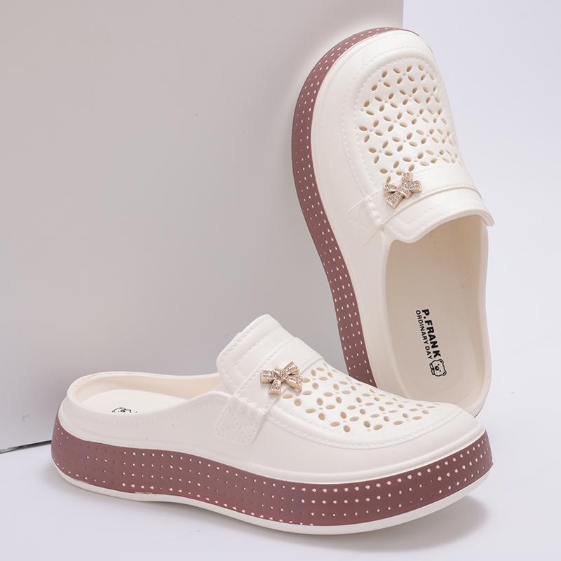 Fashion Kidmi Summer Women Slippers New EVA Round Head Clogs Flat Closed-toe Slippers Beach Slippers Thick Soles Slides Fitted Women Men