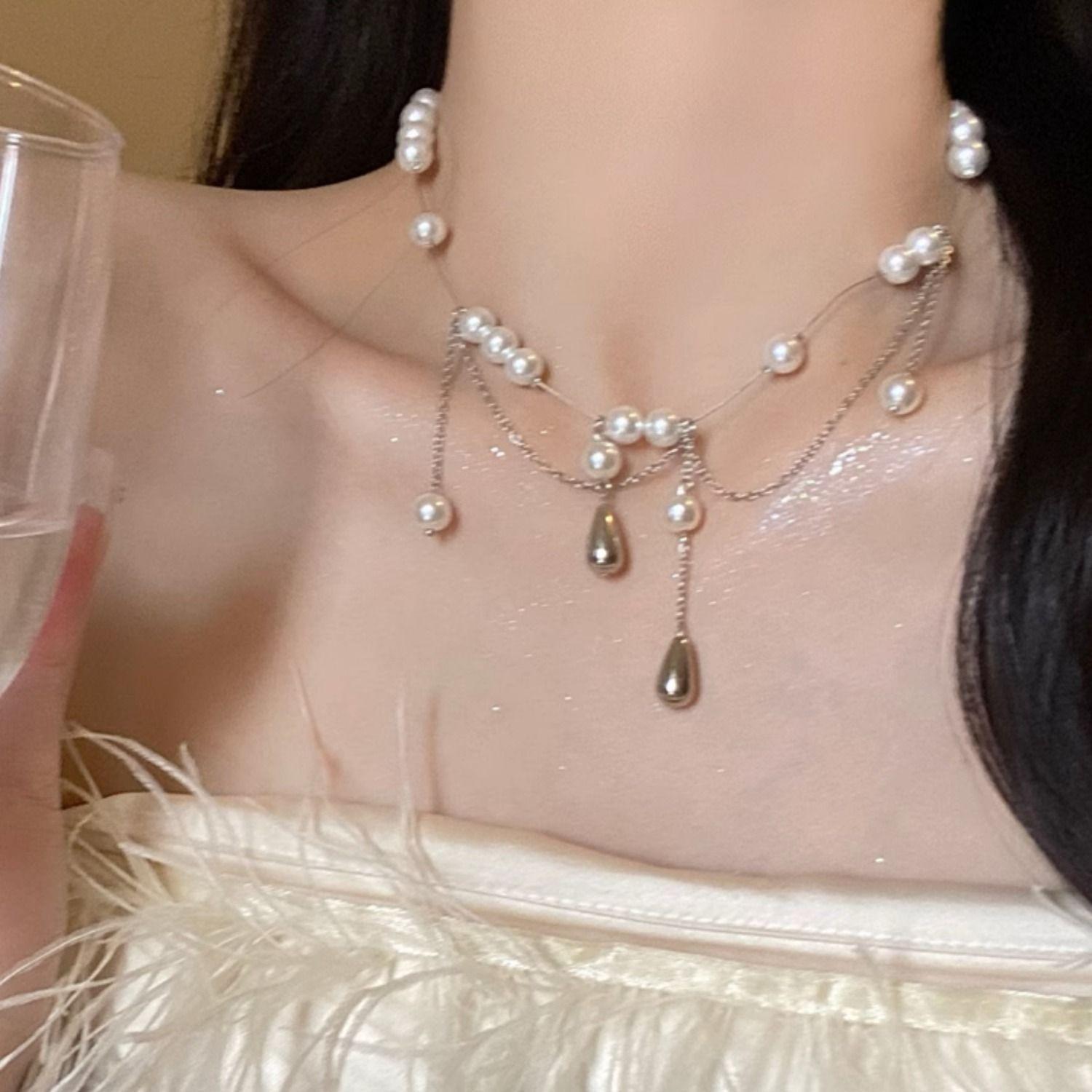 

Pearl Mermaid Tassel Pearl Necklace Necklace Design Women s Light Luxury Niche Clavicle Advanced New Temperament Accessories