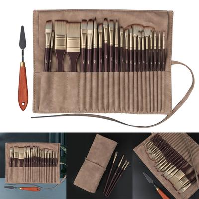 22 pinceles con soporte para pinceles y espátula, pinceles de nailon antidesprendimiento para pintura al óleo, acrílica y con acuarela