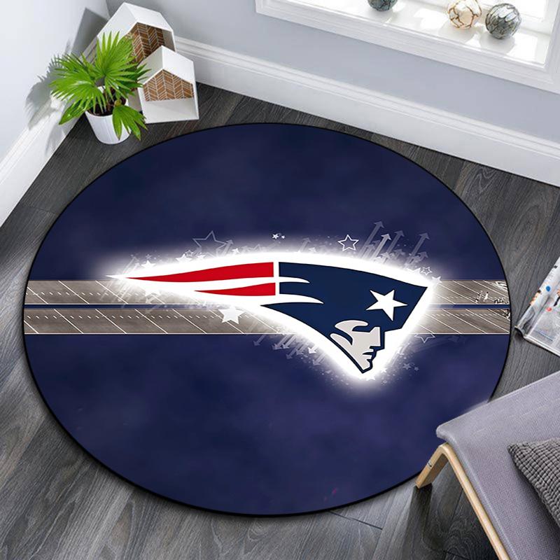 New England Patriots2 Round Area Rug,Carpet Rug for Living Room Bedroom Sofa Playroom Decor,Non-slip Floor Mat