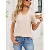 2026 Summer New Loose Women's V-Neck Waffle Pocket Short Sleeve Casual T-Shirt