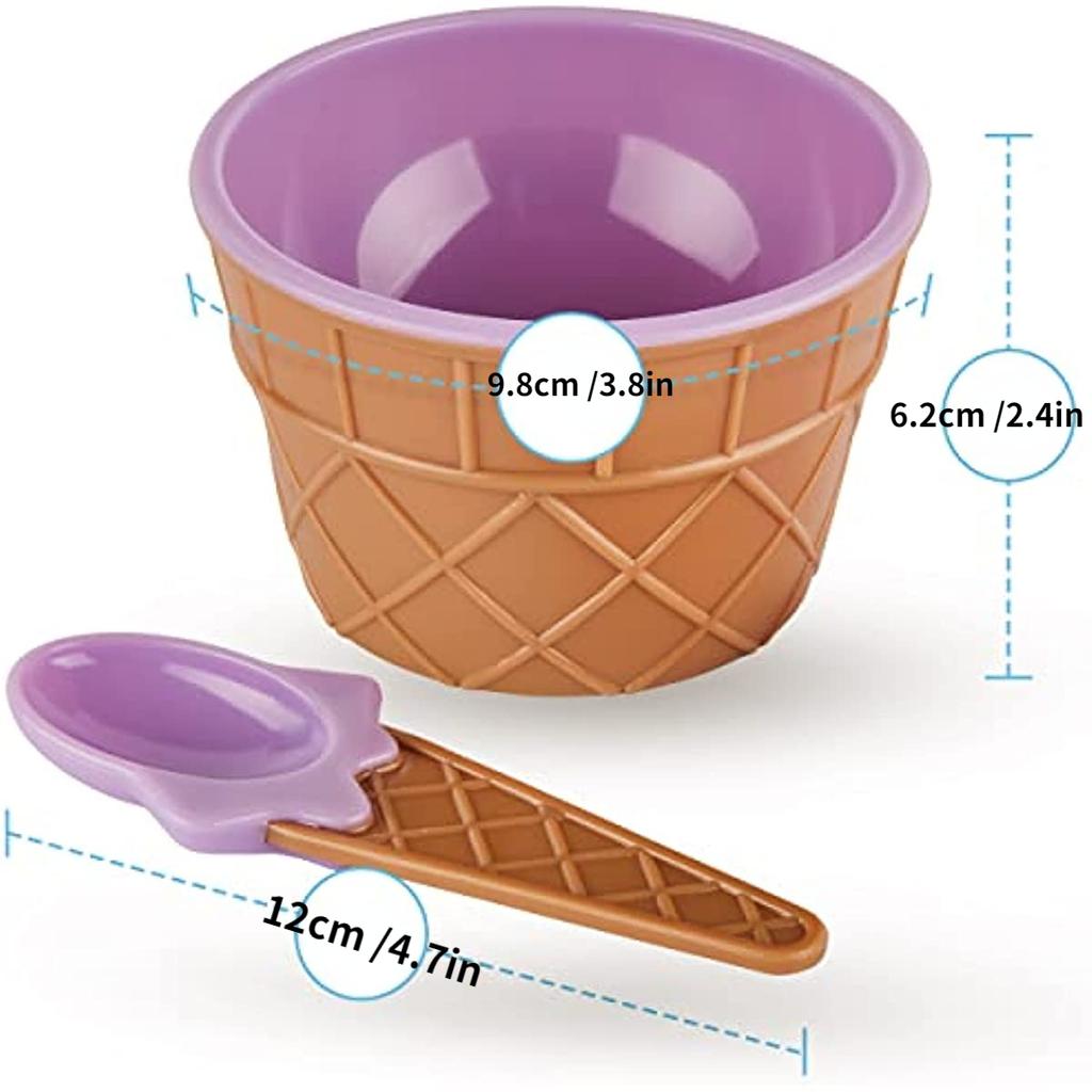 1/4Pcs Vibrant Colors Ice Cream Bowls and Spoons Set Includes Sundae Kit for Summer Holiday Parties Ice Cream Bowl Gift Decor 4