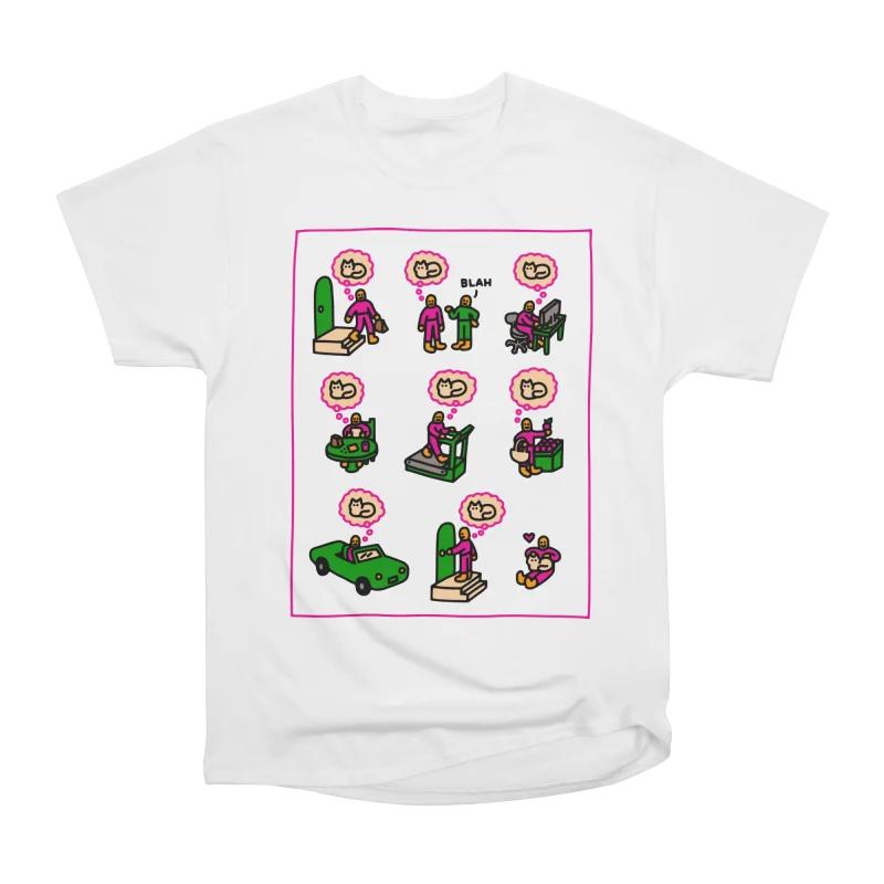 Men Casual Shirts Short Sleeves THINKING ABOUT MY CAT White Tees Oversized T-shirts S
