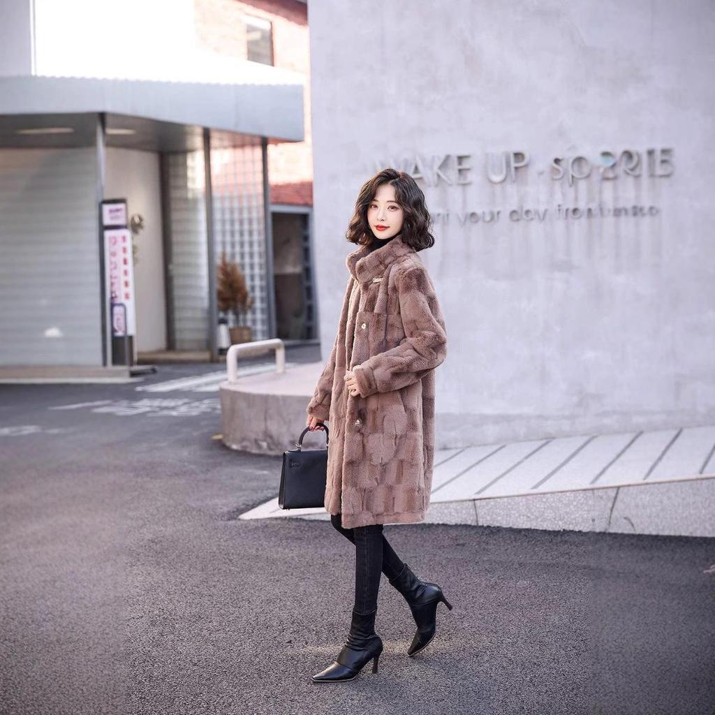 Haining Lang Nerzmantel für Damen - High-End Winterstil