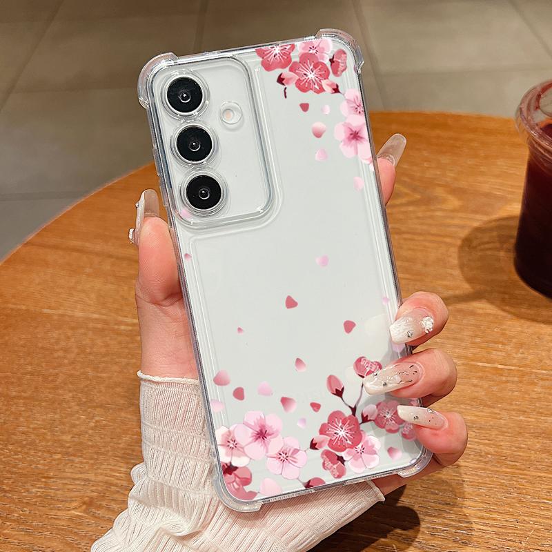 Little Flower Pattern Clear Phone Case For Samsung Galaxy S26 S25 S24 S23 Ultra S22 Plus S21 S24 S25 FE Shockproof Soft Cover