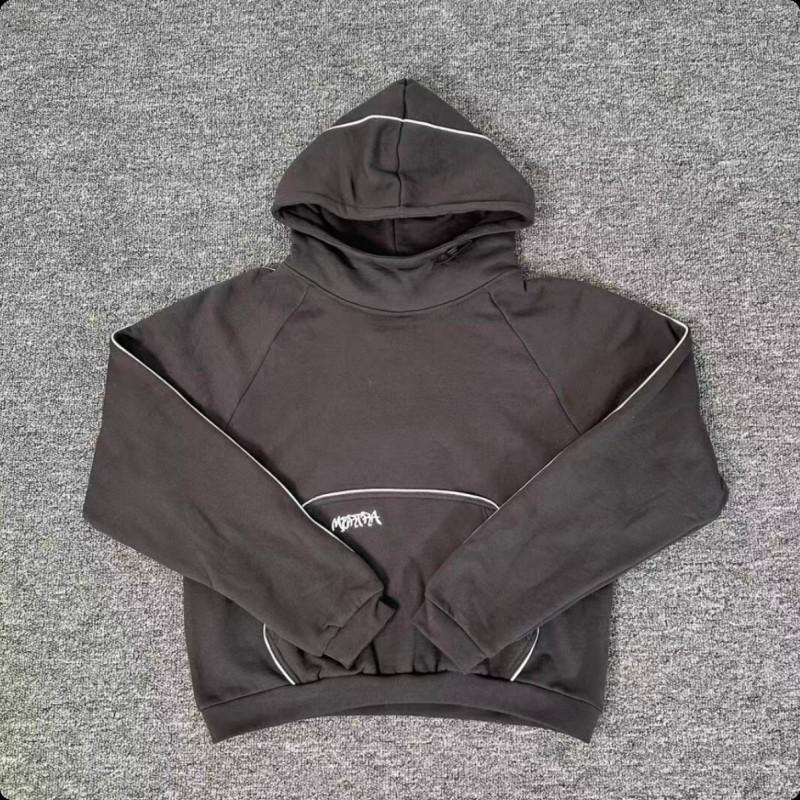 American Style Mertra Hoodie Embroidered Patch Loose Fit Fleece Lined Long Sleeve Couples Winter