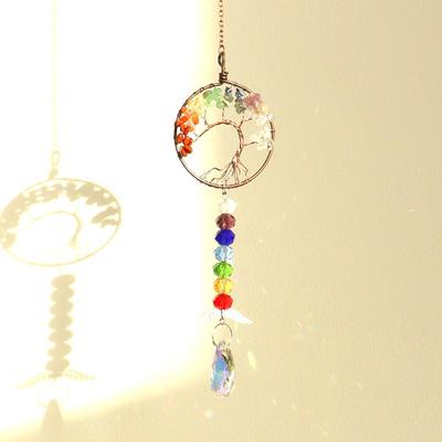 Natural Crushed Stone Tree of Life Crystal Pendant & Sun Catcher Christmas Decoration T131