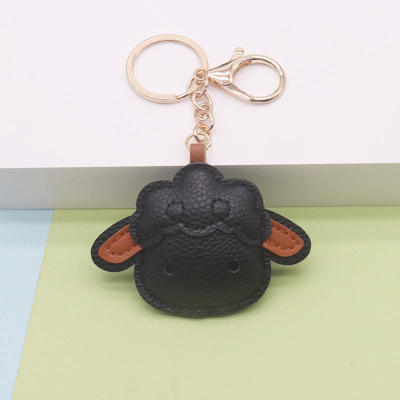 PU Leather Mountain Sheep Keychain Vivid Adorable Cartoon Design Pendant for Clutch Bag Decor Birthday Gift