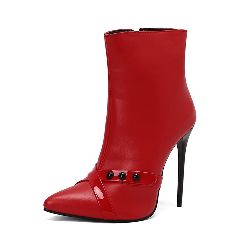 Stivaletti Sexy con Tacco a Spillo da Donna Punta Affusolata Tacchi Super Sottili Scarpe Autunno Inverno 2024 Calzature Nere con Decorazioni Deading