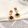 Elegant Asymmetrical Vintage Zircon & Pearl Stud Earrings