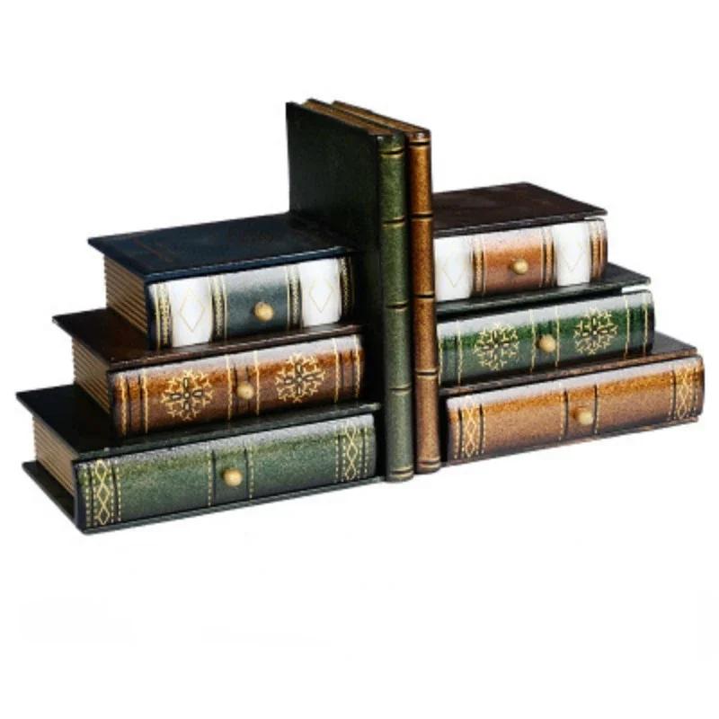 Vintage Faux Bookends Decorative Home Office Storage Organizer Box Home Organization and Storage