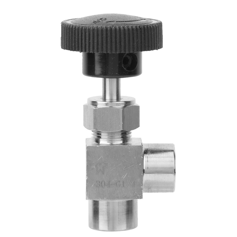 Robinet d'arrêt à pointe fileté BSPP femelle en acier inoxydable 304 type coudé pour eau, gaz, huile, carburant