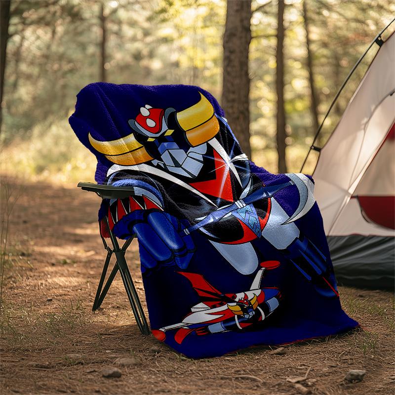 1pc UFO Robot Grendizer7 Theme Blanket - Digital Print, Polyester, Cozy for All Seasons, Perfect for Outdoor, Camping, and Travel