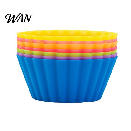 Food Grade Cake Mold 6Pcs Silicone Muffin Egg Tart Baking Cups Non-Stick Food-Grade for Oven Flexible Microwave & Freezer Easy-Release Reusable S