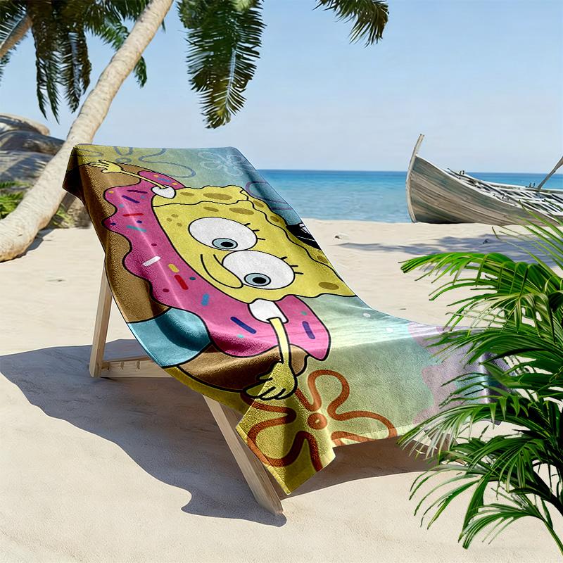 SpongeBob SquarePants3 Print Beach Towel, Large Soft Quick Dry Towel for Beach Camping Swimming