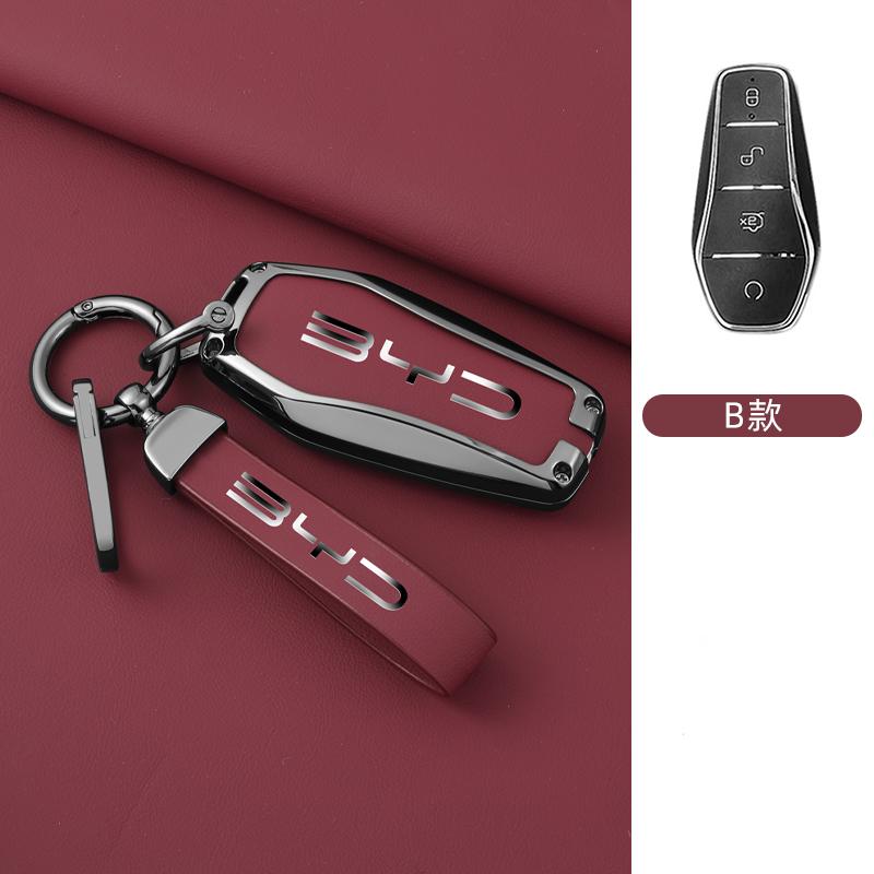 Car Key Fob Case for BYD Dolphin Lied Tang DM Atto 3 Han EV Qin PLUS Song Pro MAX Yuan Car Key Fob Zinc Alloy Leather Case