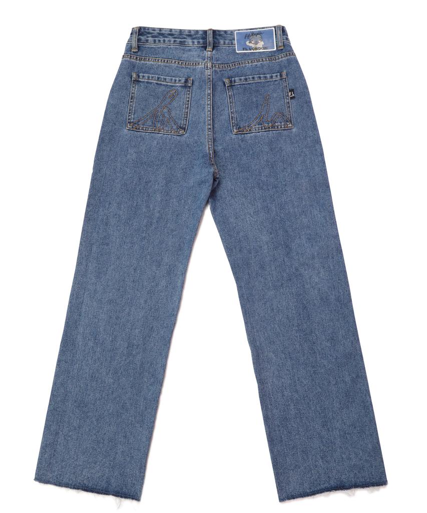 Pipilapin Women'S Cut-And-Sew Side Seam Semi-Wide Denim Pants/Fs0Wdp04F Indigo