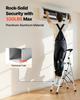 4 Step Ladder, Folding Step Stool with Wide Anti-Slip Pedal and Comfort Handgrip, 150 kg Capacity Portable Aluminum Stepladder, Multi-Use for Kitchen,