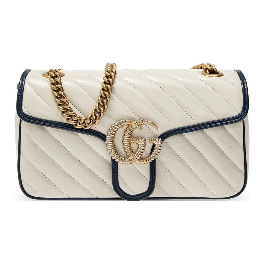 Gucci GG Marmont Color-Blocked Logo Chain Quilted Leather Shoulder Bag Women Shoulder Bag 443497-0OLFX-9085