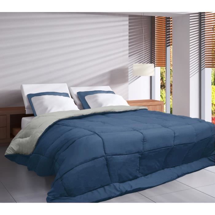 Couette Microfibre 400g/m² CALGARY Petrole &amp; Mastic 140x200cm