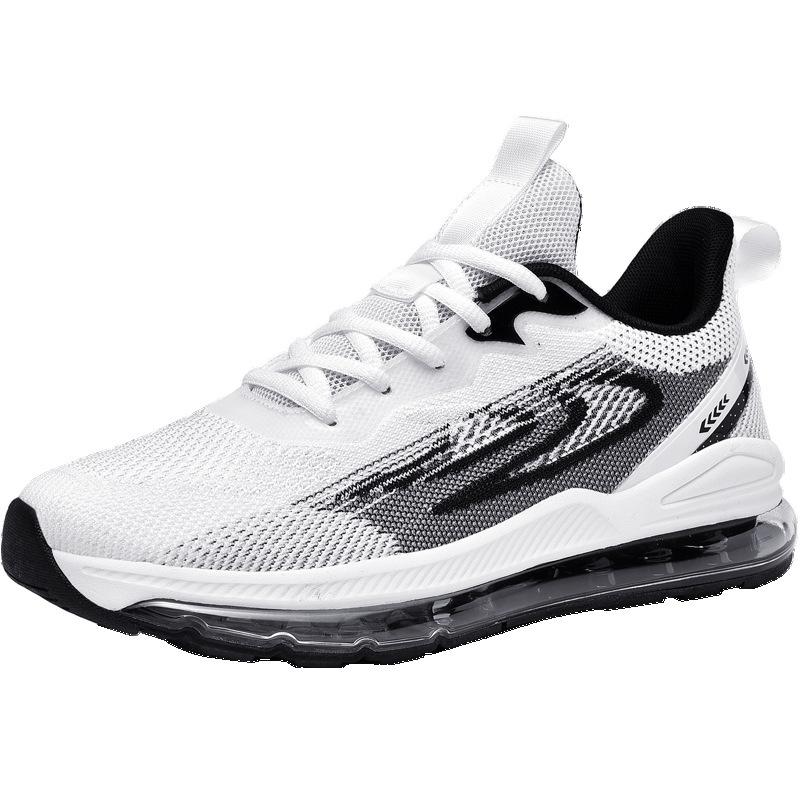 

Men s shoes fashion trend full palm air cushion running shoes outdoor extra large size fly weaving casual breathable sports shoes men 38 білий