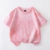 New Girls Tie Dye Short Sleeve Shirt Kids Summer Fashion Breathable Crewneck Casual Tops Boys Children's Loose T-Shirt
