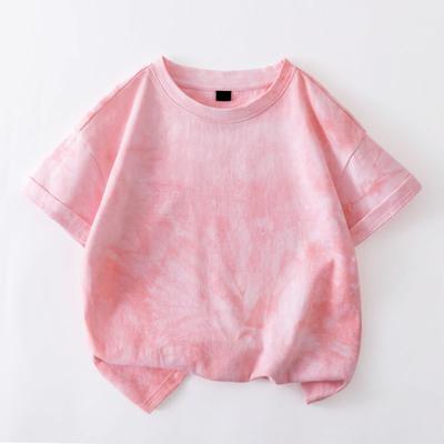 Neues Mädchen Tie-Dye Kurzarmshirt Kinder Sommer Mode Atmungsaktiv Rundhals Lässige Oberteile Jungen Kinder Locker T-Shirt