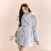 Winter Women's Sweet Thickened Blue Wool Coat