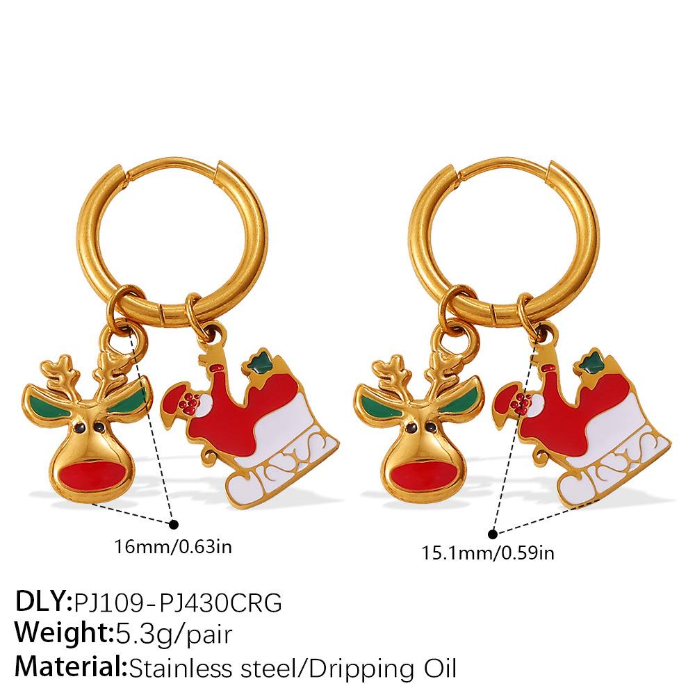 Christmas versatile DIY pendant earrings stainless steel gold-plated atmosphere earrings women