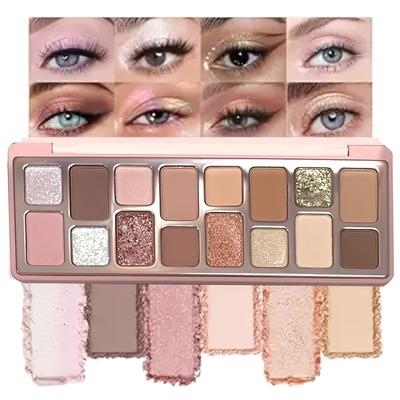 16 Color Waterproof Stage Eyeshadow Palette Compatible for Professional Everyday Use Matte,Shimmer,Highlighter Shades with Neutral Dramatic Colors
