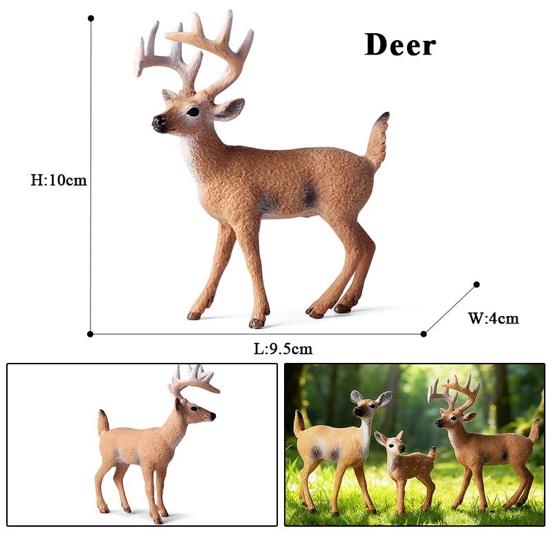Oenux Forest Deer Animals Simulation Wild White-Tailed Elk Action Figures Moose Figurines Model Decoration Toy Kids Xmas Gift