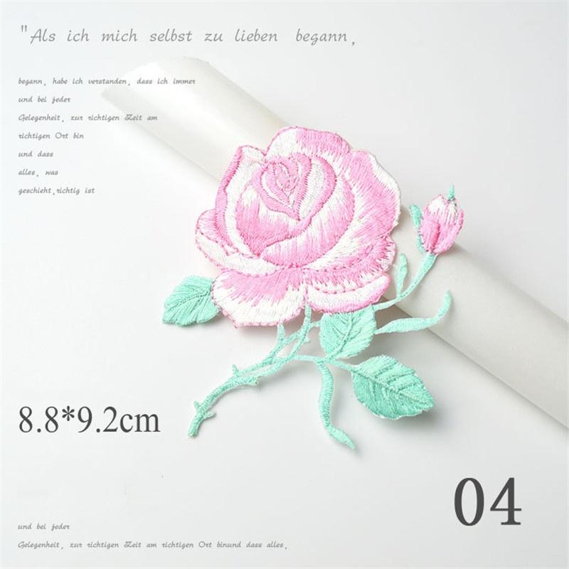 Zarte Rosenstickerei Aufbügel- Aufnäher für Kleidung Applikation DIY Hut Mantel Kleid Hose Zubehör Stoffaufkleber