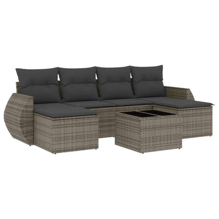 VidaXL Garden Lounge Set with Cushions 7 Pcs, Patio Sofas, Patio Furniture Set, Outdoor Furniture, Grey 3254067