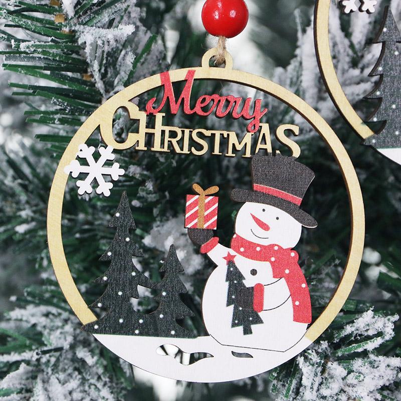 (2 Pcs/pack) 11cm Christmas Wooden Hollow Pendant Christmas Tree Ornament Merry Christmas Pendant DIY Festival Decoration