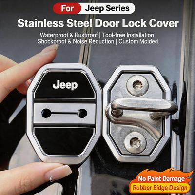 4Pcs Stainless Steel Silicone Door Lock Protector Cover For Grand Cherokee Wrangler JK Gladiator Compass Renegade Wagoneer