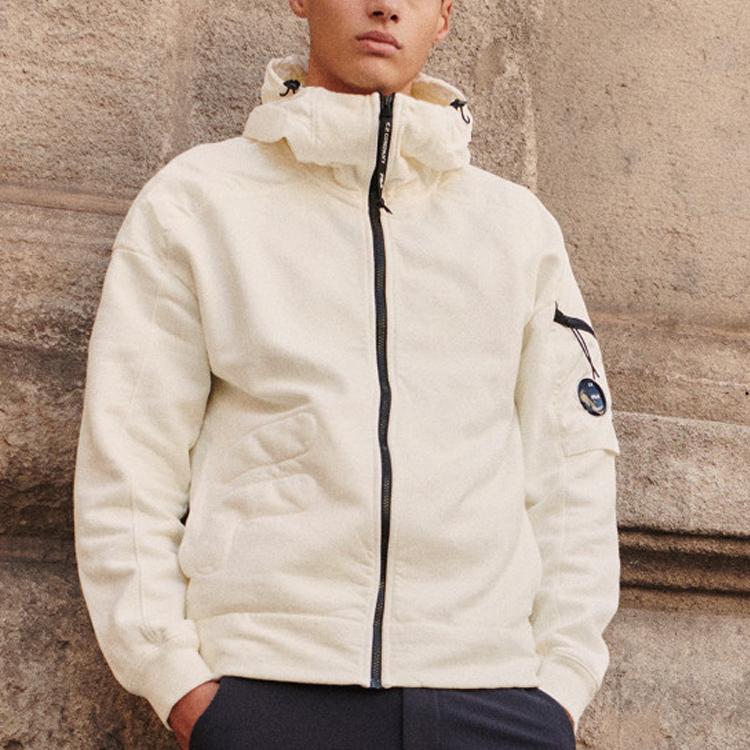 Fila C.P. Company Collaboration Knitted Logo Sports Hoodie Jacket Men Jackets A11M149503F-WT