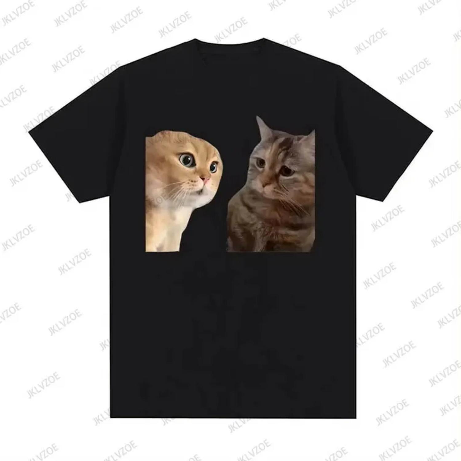 

Смешные милые коты говорящие мем графика футболки для женщин мода короткий рукав круглый вырез футболка повседневная хлопок оверсайз унисекс топы S чёрный