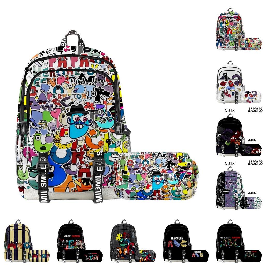 Alphabet Lore Legend Schoolbag Backpack W/ Zipper Double Layer Pen Bag Two-piece