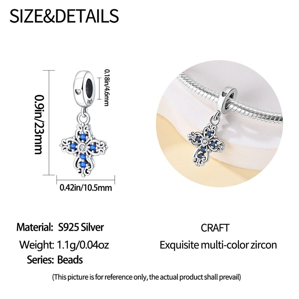 Original Copper Charms Luxury Blue Vintage Cross Beads Fit Bracelet Diy Women Making Delicate Gift Jewelry