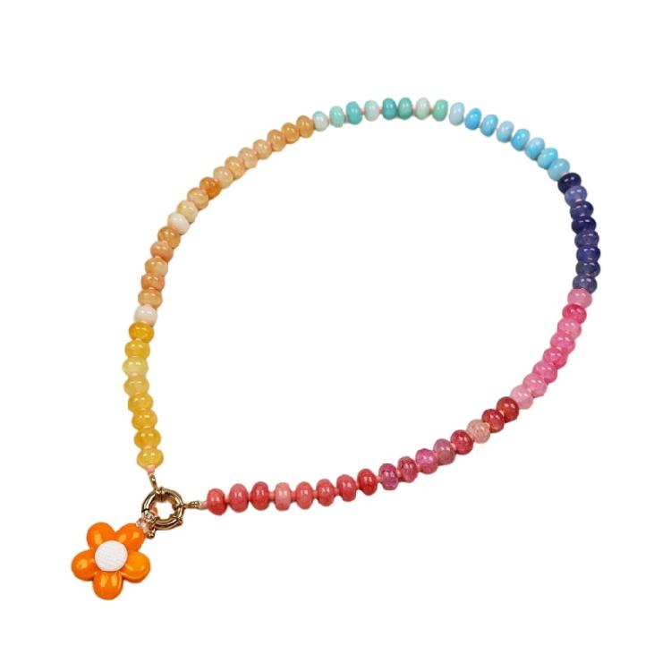 Elegant Handmade Flower Bead Necklace Multicolor Glass Beads Jewelry For Everyday Fashion Accessories