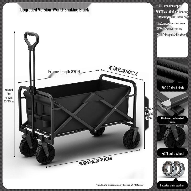 Lightweight Folding Outdoor Camping Cart - Hand-Pulled Trolley for Shopping & Camping