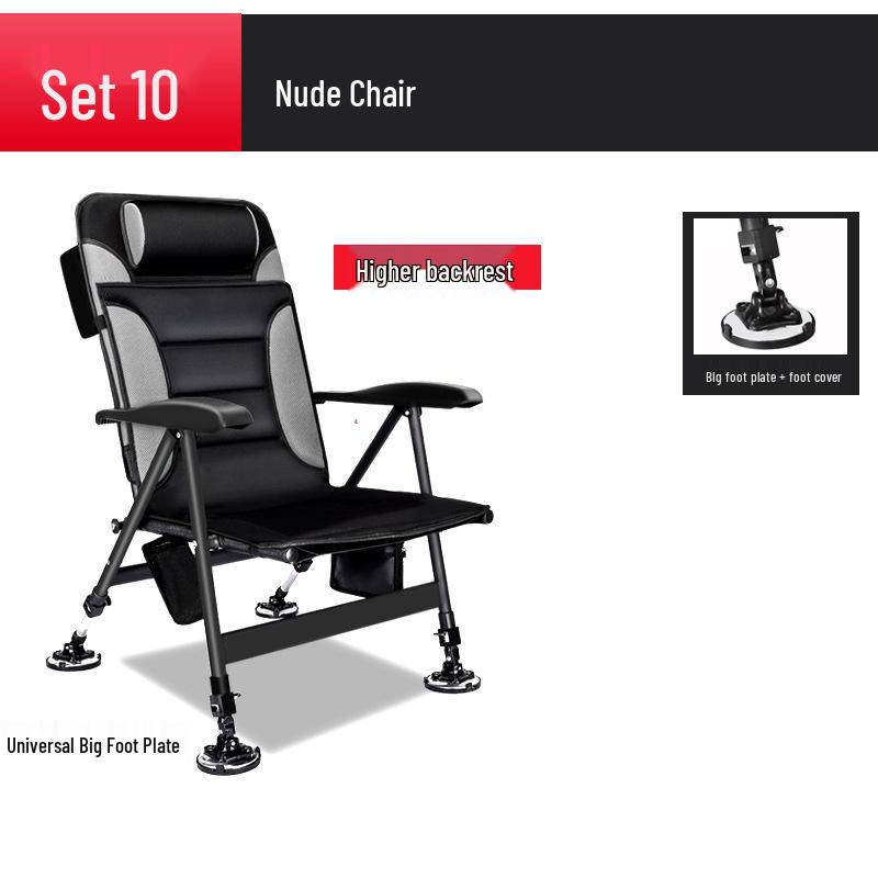 European Style Carbon Steel Folding Reclining Fishing Chair: Portable, Multi-functional, All-Terrain Design.