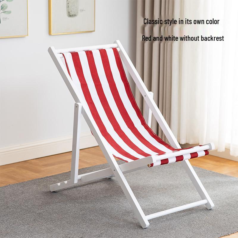 Solid Wood Outdoor Folding Recliner Beach Chair with Canvas for Adults