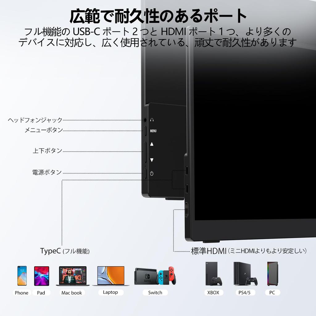 InnoView Portable Gaming Monitor, 15.6-inch Freestanding Mobile Display, IPS LCD Panel, 1920*1080 FHD, Slim, Lightweight, Portable, Wall-Mountable, Co