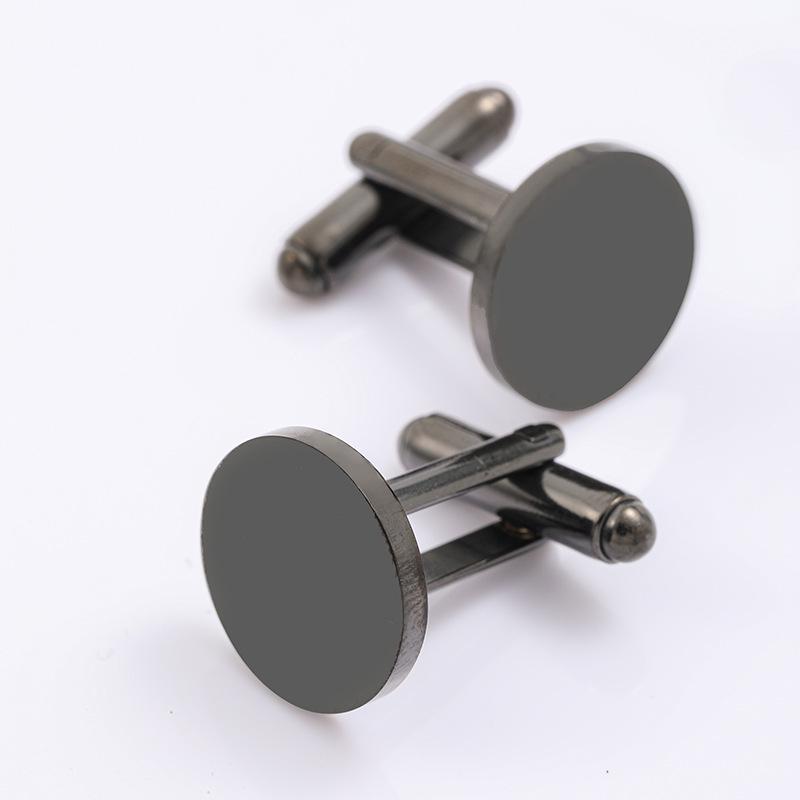 Stainless Steel Round Cufflinks for Men's Shirts (15mm)