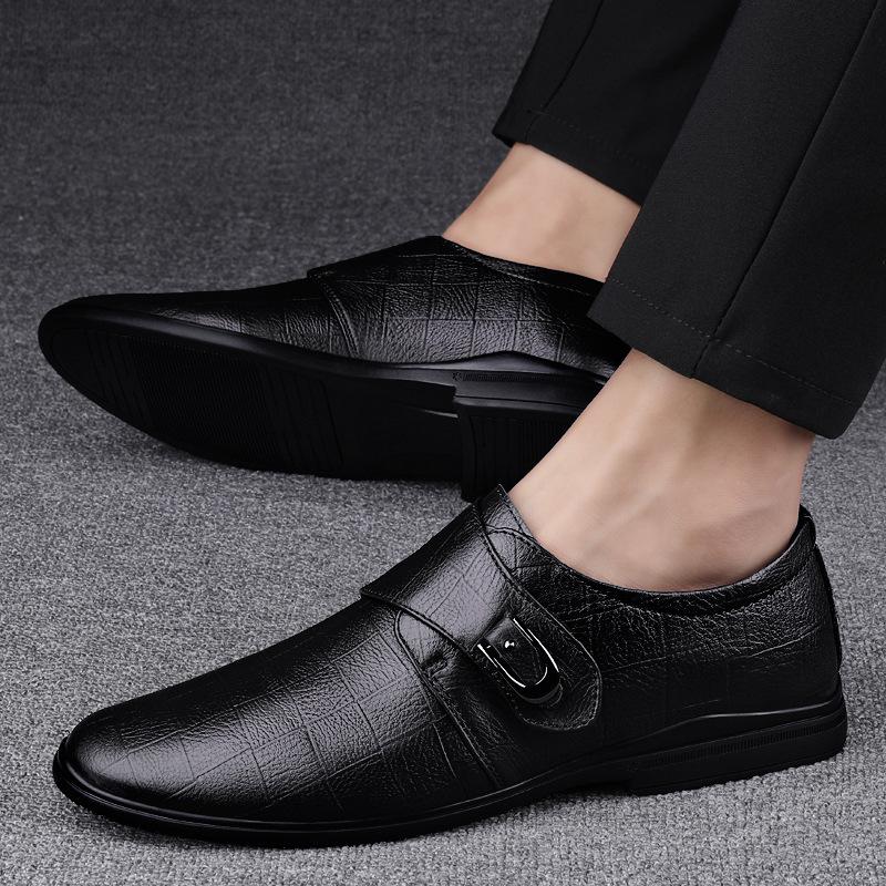 Business formal leather shoes men's top layer cowhide leather casual shoes 2024 new trend groom's wedding shoes